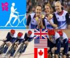 Πόντιουμ ποδηλασία κομμάτι άσκηση από ομάδες των γυναικών 4000m, Ηνωμένο Βασίλειο, Ηνωμένες Πολιτείες και τον Καναδά - London 2012-